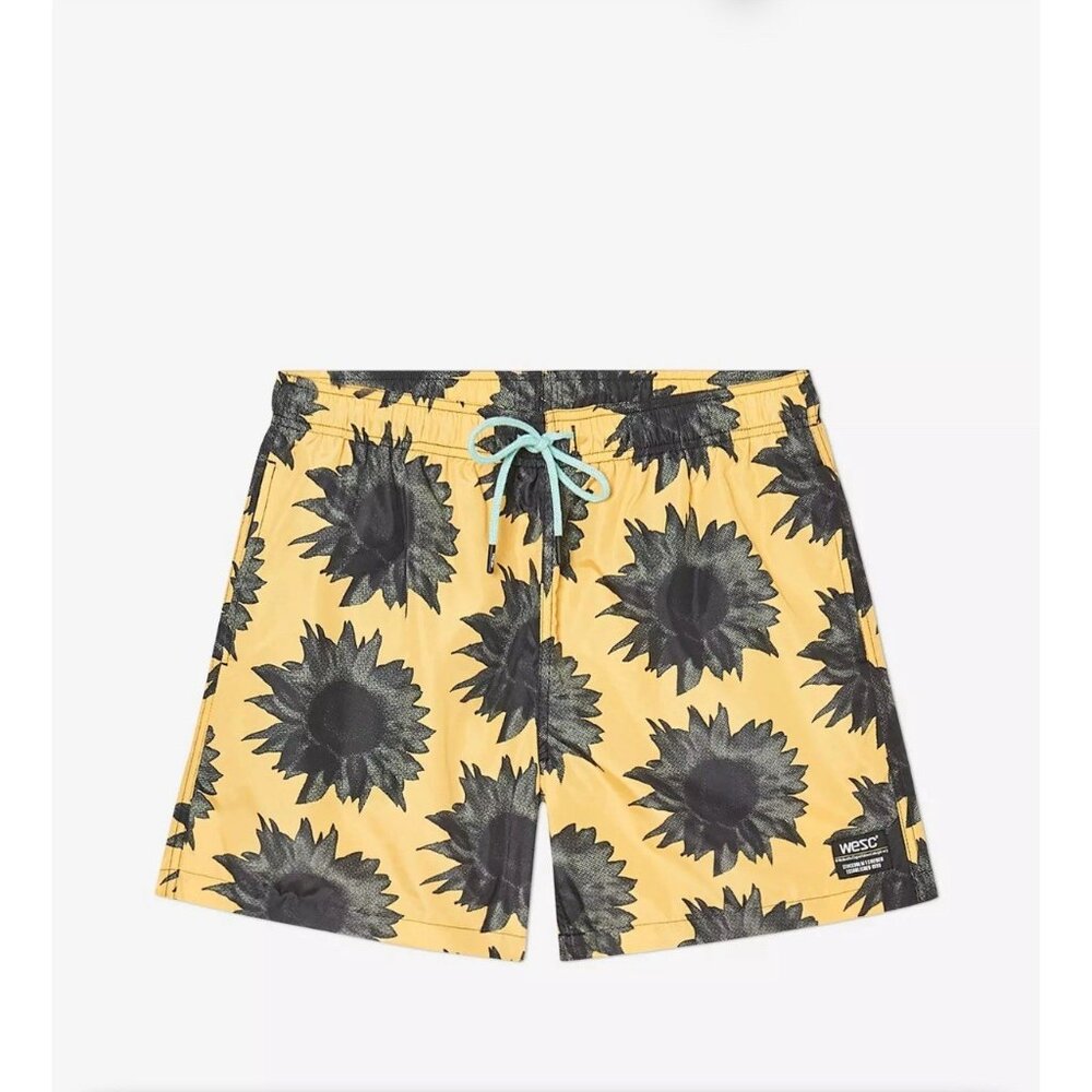 WeSC Zack Sunflower Swim Trunks Sz M Lined Board Shorts Recreation NWT Hawaii